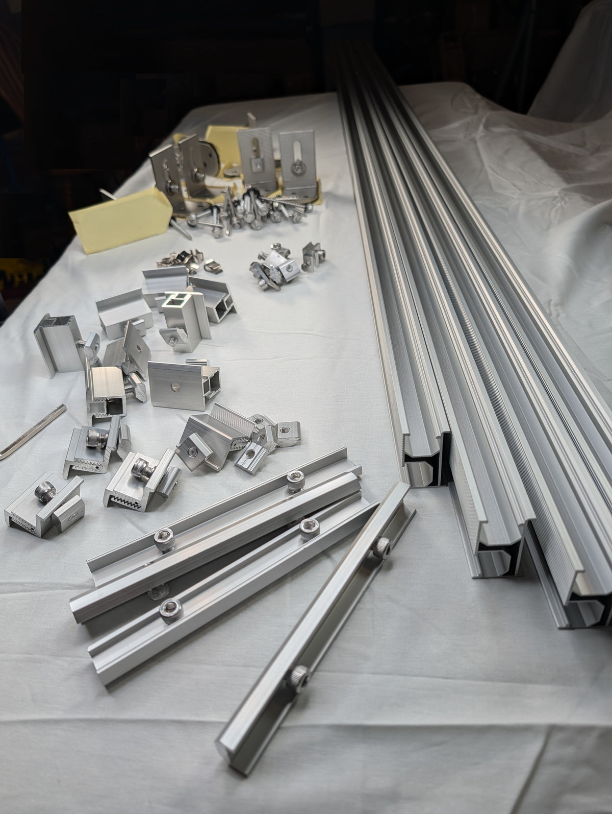 Solar Panel Mounting kit to Mount for 4 Solar Panels, with Clamps, L-Brackets & 88 Inch Rails